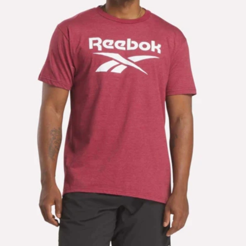 NWT Reebok Men's Stacked Vector Graphic T-Shirt - Maroon Heather